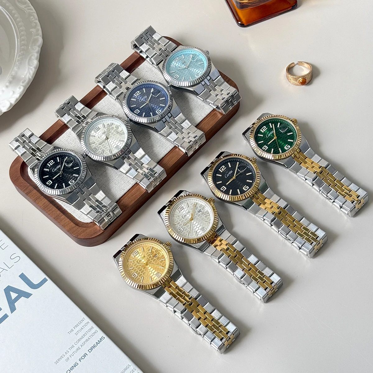 Hoge kwaliteit herenklok waterdicht datum man horloge roestvrij staal quartz herenhorloges mode honingraat wijzerplaat polshorloge reloj