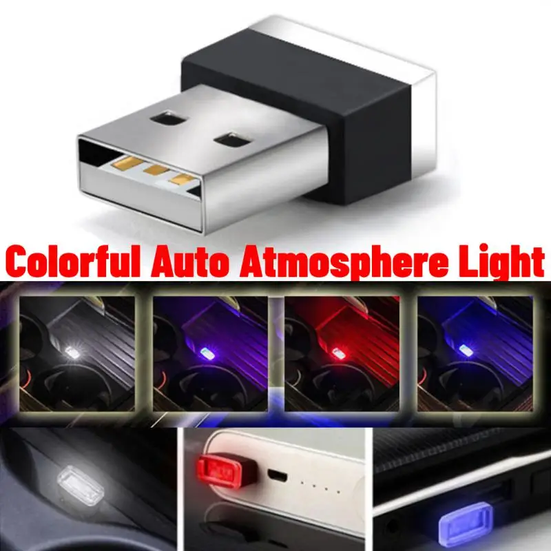 Mini USB LED Car Light Auto Atmosphere Neon Light Plug And Play Decoration Ambient Lamp Car Interior Lights Car-styling 1pc