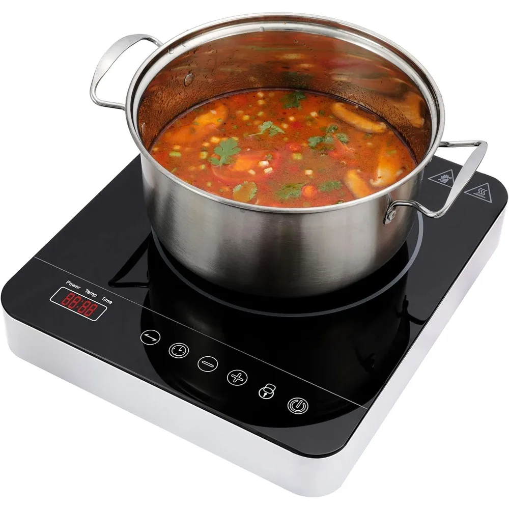 

Portable Single Induction Cooktop Hot Plate Countertop Burner Cooker, Auto-Shut-Off, Touch Panel, LED Display, Child Safety Lock