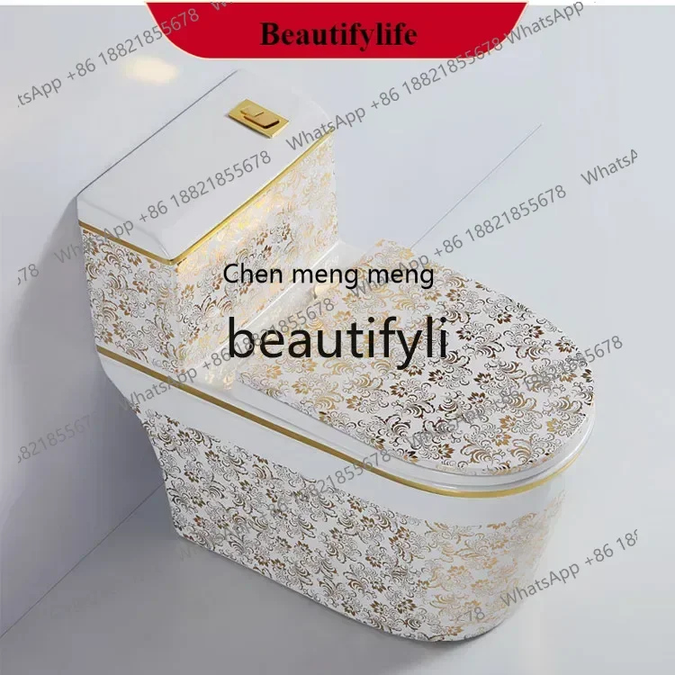 

F185 Color toilet enlarged pipe household rotary siphon full flower antifreeze toilet anti-blocking and deodorant