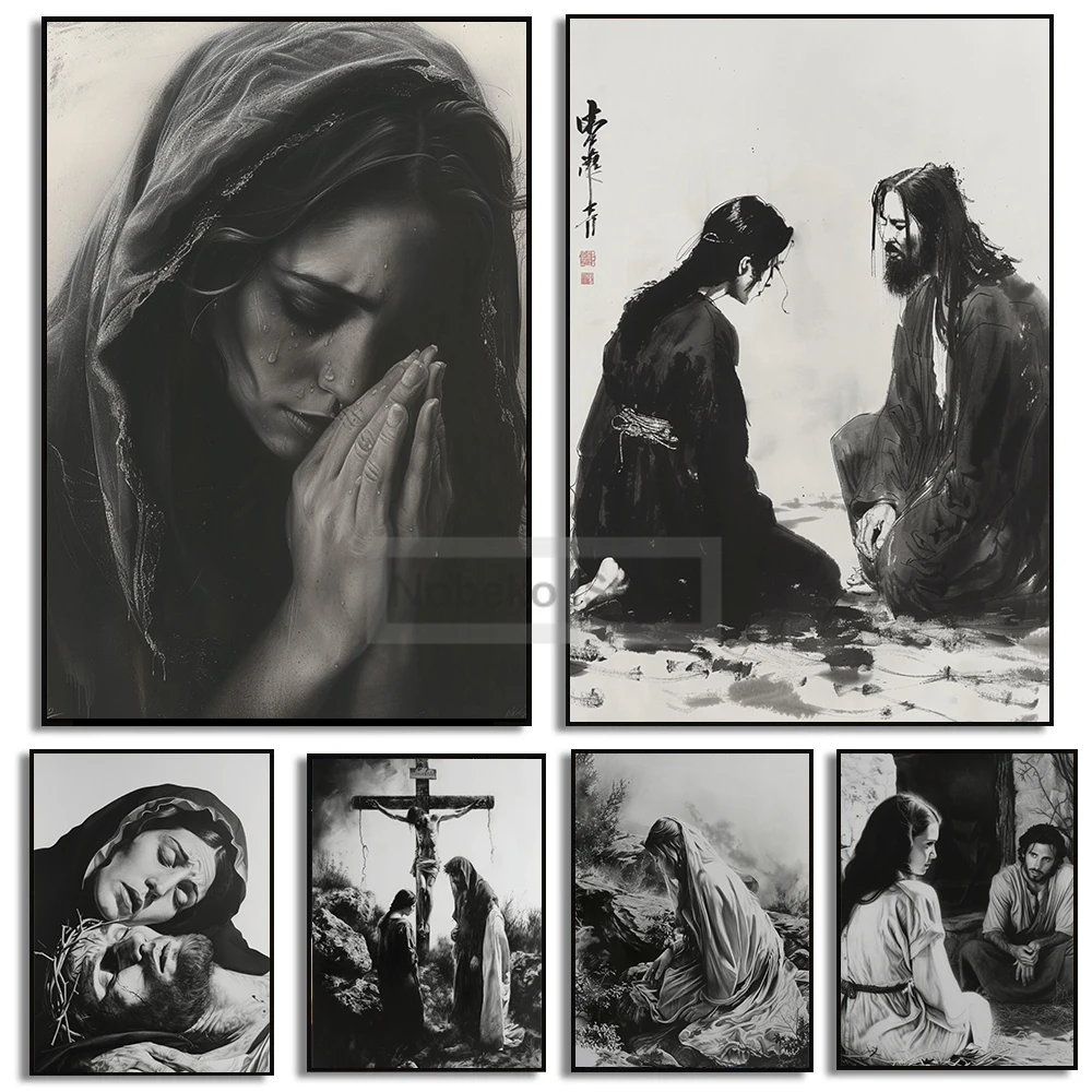 Jesus Christ Faithful Companion Mary Magdalene Posters Black White Prints Canvas Painting Wall Art Pictures Home Room Decoration