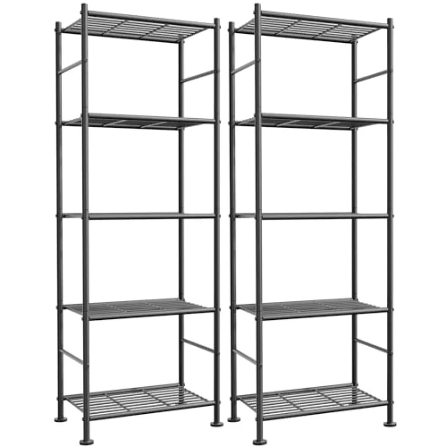 

Storage Shelves Set of 2 5-Tier Metal Shelf Organizer Space-Saving Garage Shelving with Leveling Feet Standing Shelves Organize