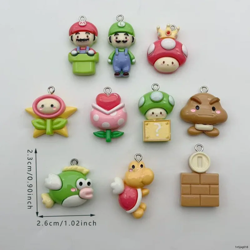 10 Stück Cartoon-Spiel-Serie Harz-Accessoires DIY Schmuckherstellung Ohrringe Schlüsselanhänger Zubehör – Detail 1