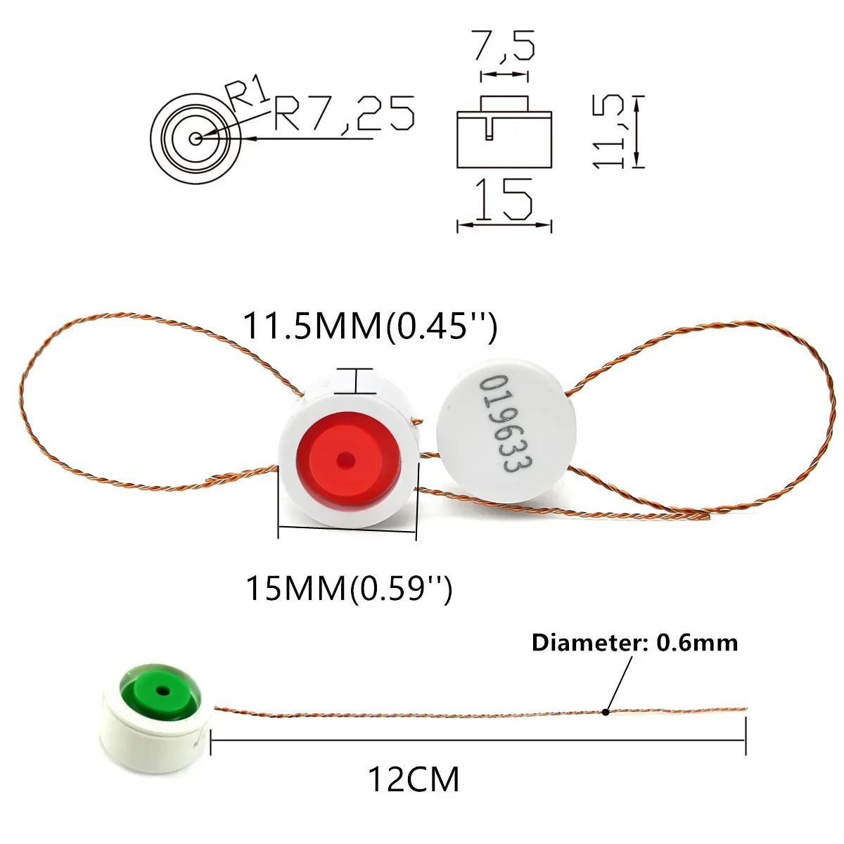 100PCS Serial Numbered Electric Meter Seals Tamper Evident Meter Seal Press Tag Type Safety Padlock for Gas Water