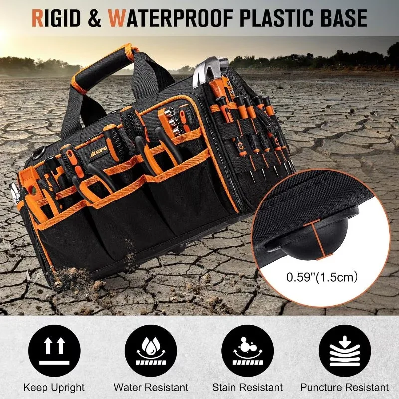Tool Bag Organizer for Electricians, Heavy Duty Large Capacity Tool Tote with Multi Pockets, Waterproof Durable Work Bag