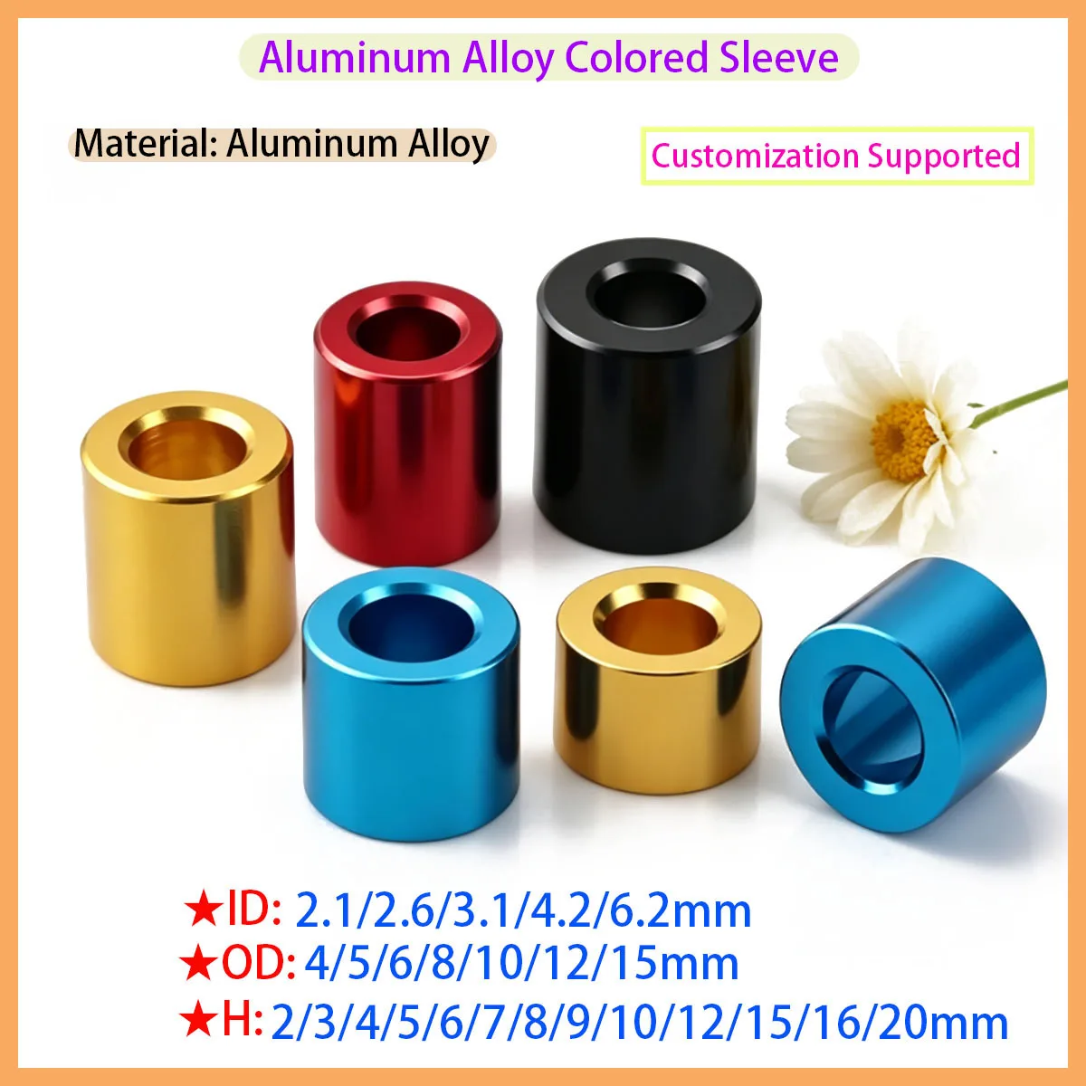 Junta de aluminio sin rosca, anillo de sellado circular hueco para soporte, M2 M2.5, longitud de 1.5, 2, 3-12 milímetros