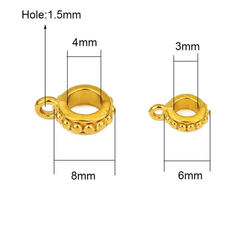 10pcs PVD Never Fade Stainless Steel Necklace Pendants Clasps Connectors  6mm 8mm Pinch Clip Bail Charm Beads For Jewelry Making image 2