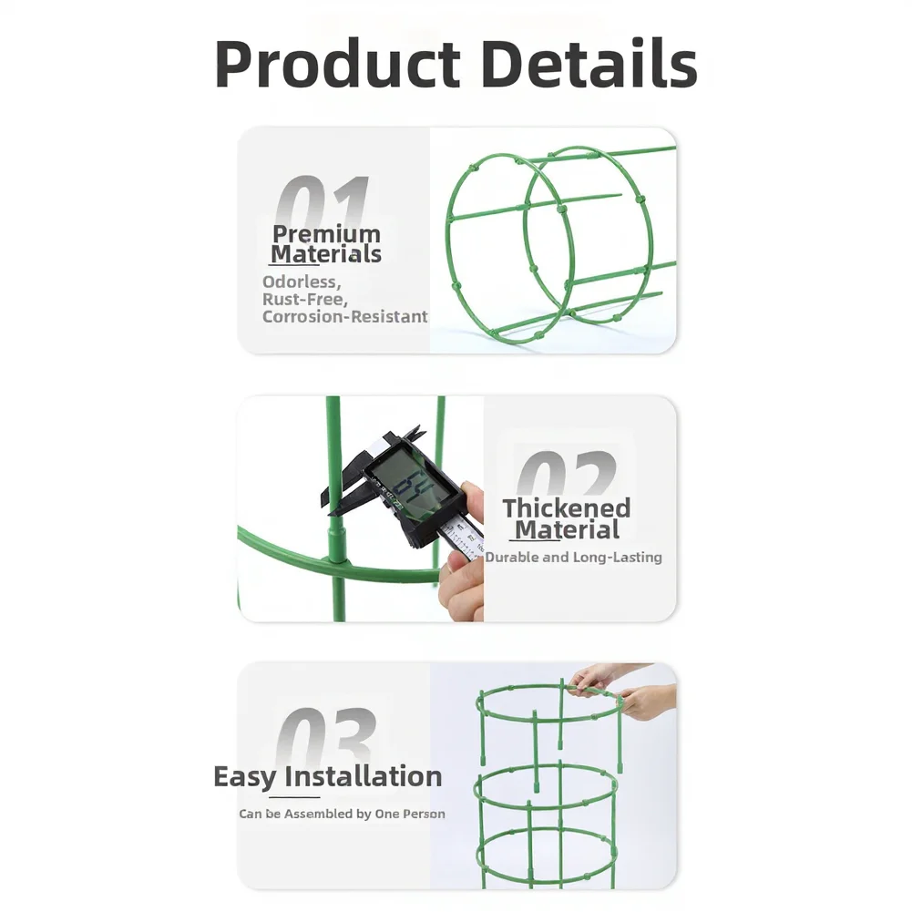 Adjustable Plant Support Frame 25x5x30cm Green Plastic for Tomato Staking Potted Flowers and Climbing Vegetables Garden Use