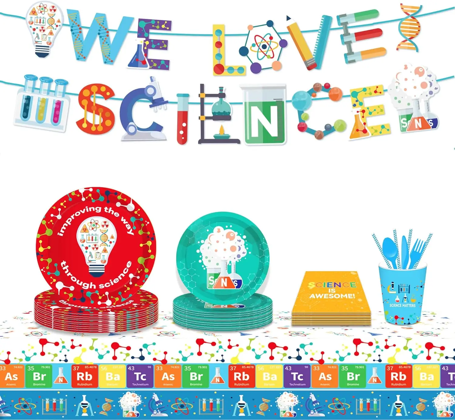 1 Pcs  Science Laboratory Plastic Tablecloth 54 x 87 Inch  for Science Party Decoration