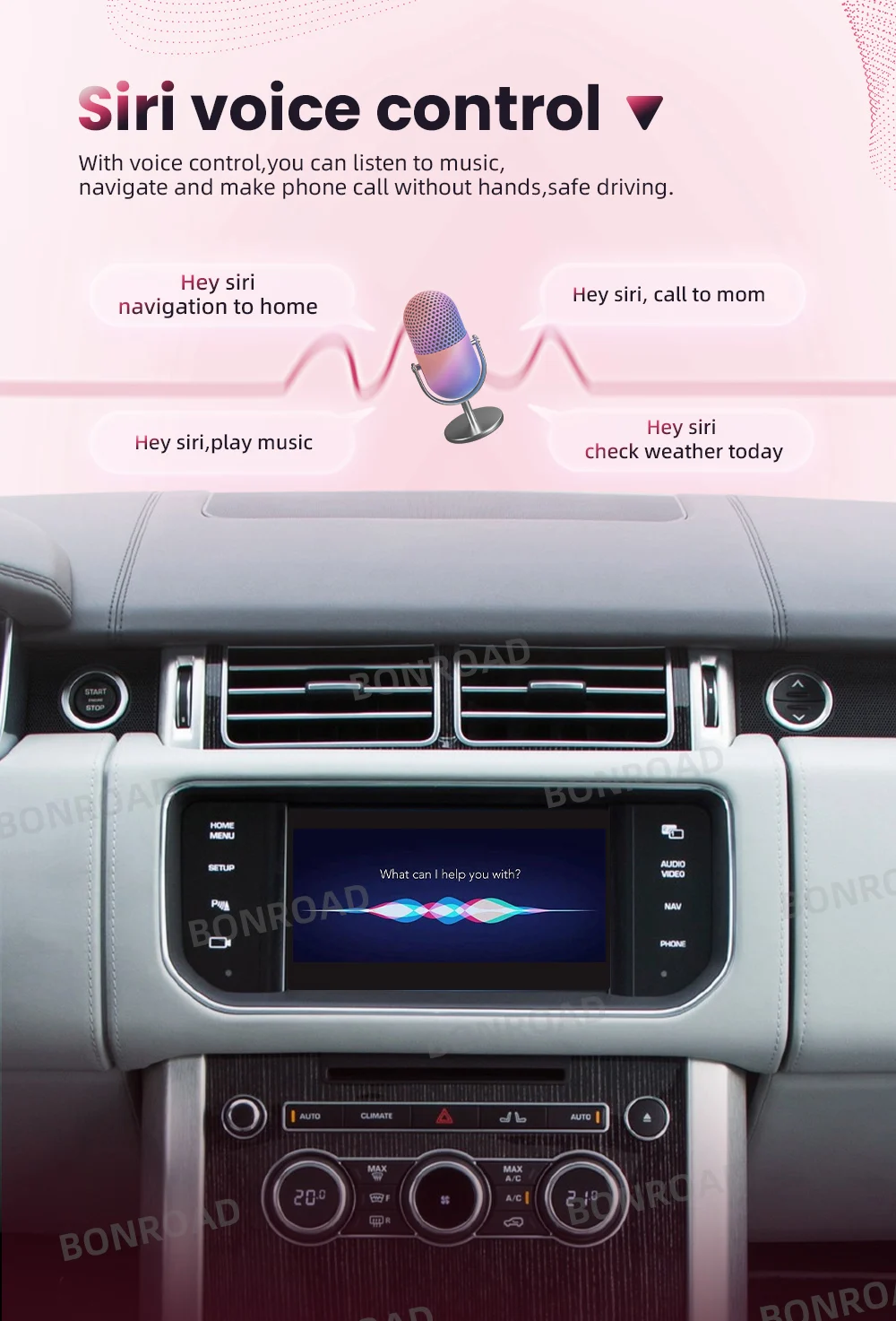 Bonroad Wireless CarPlay-Schnittstelle für Land Rover/Jaguar Range Rover Evoque Discovery mit Android Auto Mirror Link Navigation – Detail 7