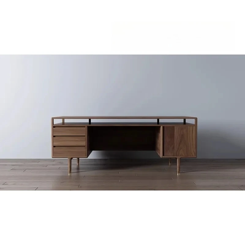 

American retro North American black walnut high-end desk design storage drawer study writing work table