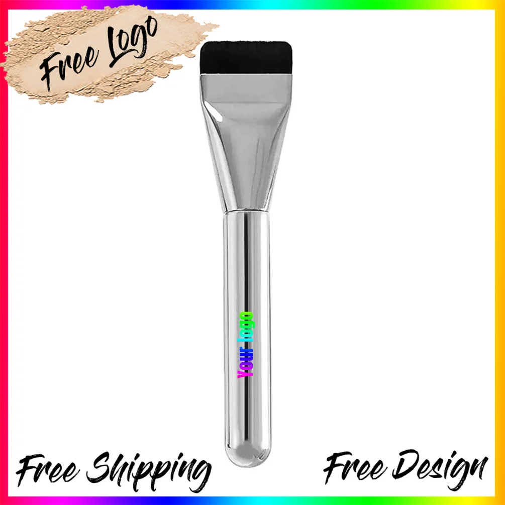 Flat Moon Shaped Ultra Thin Foundation Brush Mask Applicator Private Label Custom Logo Vegan Makeup Wholesale Make Up Brushes