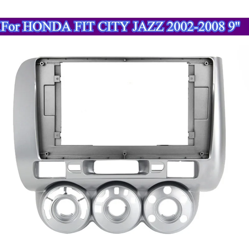 

Для HONDA FIT CITY JAZZ 2002-2008 9-дюймовая Android-радио панель приборной панели, серебряная рамка из АБС-пластика, лицевая панель приборной панели, обновление гладкого Finis