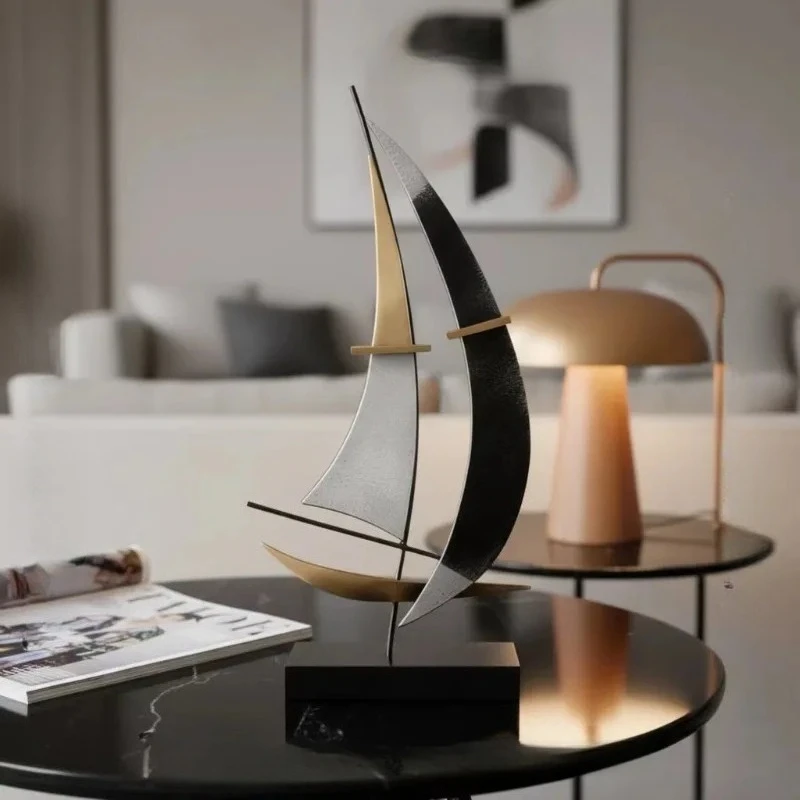 Italian minimalist art ornament smooth sailing wrought iron sailboat living room gift