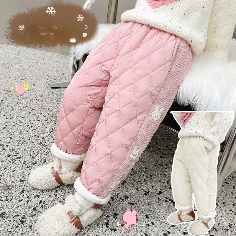 Girls' cotton pants, new winter models, warm children's babies, and children's clothes with fleece and thicker pants.