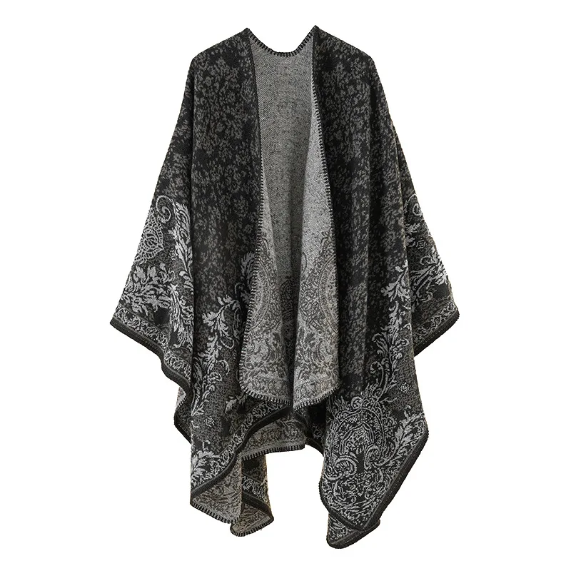 Poncho Cloak Women Split Cape Classical Style Double Sided Scarf Travel Warm Cape Lady Coat Shawl
