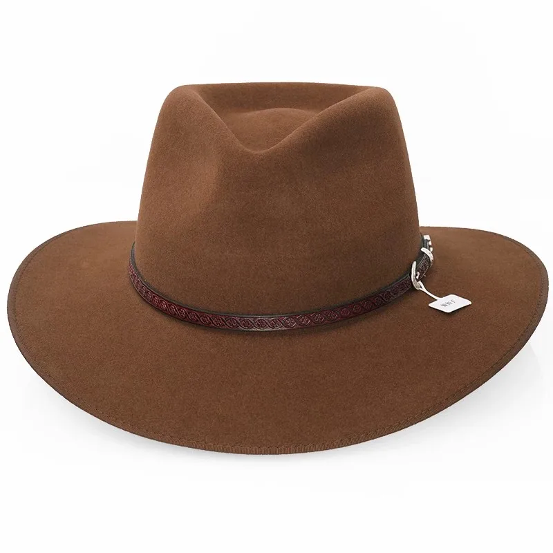Foldable 100% Angora Rabbit Felt Hat Men Luxury Rabbit Fur Large Brim Cowboy Hat Tibetan Style Outdoor UV Protection Sun Cap