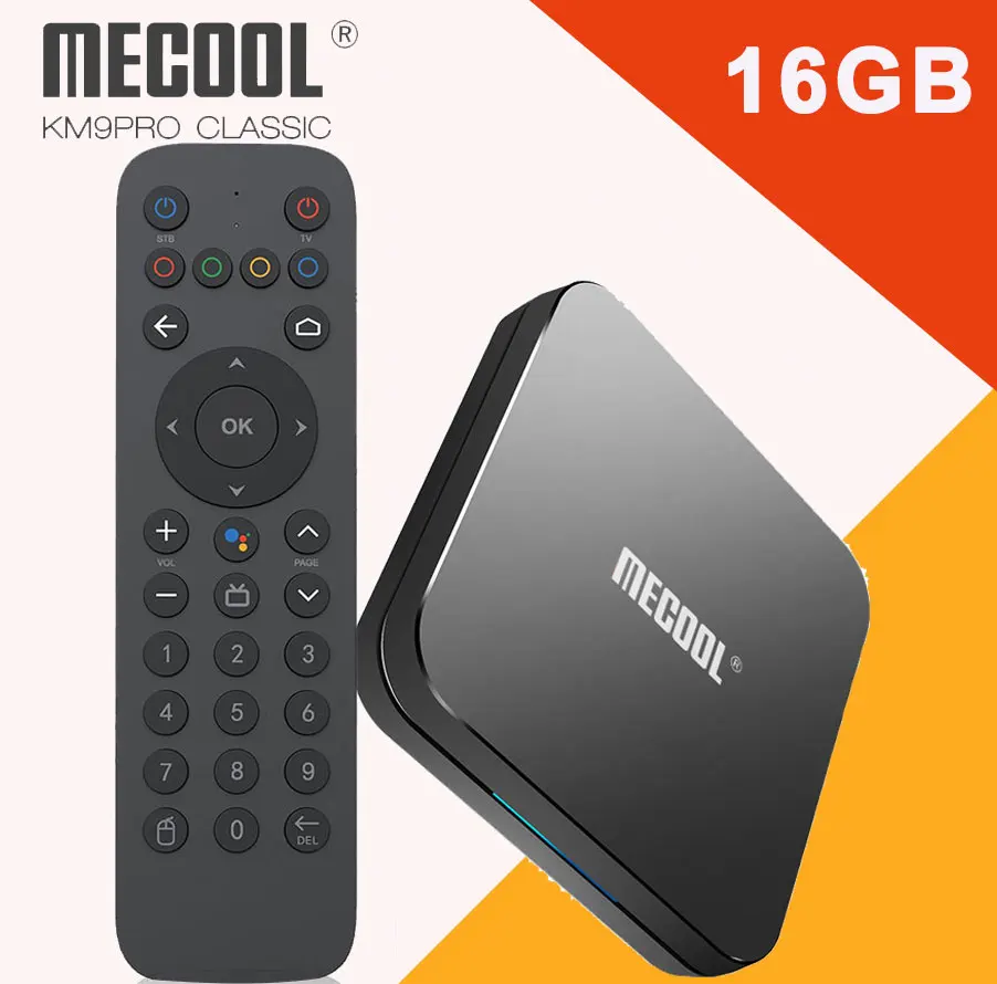 Mecool KM9 Pro clássico certificado Google Amlogic S905X2 Android 10.0 2 16G 4K HDR elenco voz controle Android TV caixa prefixo