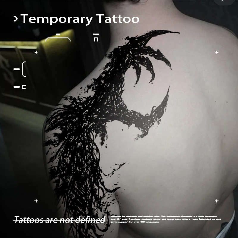 Demon Claw Herbal Juice Tattoo Sticker Semi Permanent Waterproof Black Gothic Fake Tattoo for Shoulder Back Long Lasting Body Ar