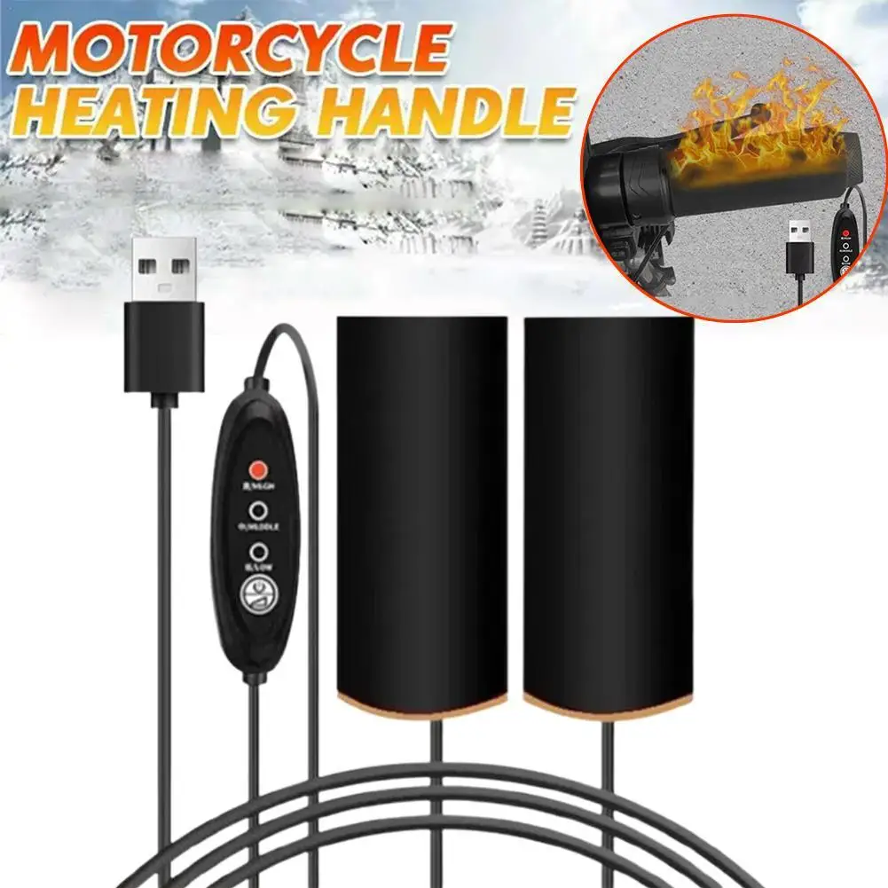 Manopole per manubrio riscaldate USB per moto 5V 2A 3 Gear Warmer Copertura per impugnatura riscaldata elettrica Anti vibrazione Manubrio caldo antiscivolo ﻿