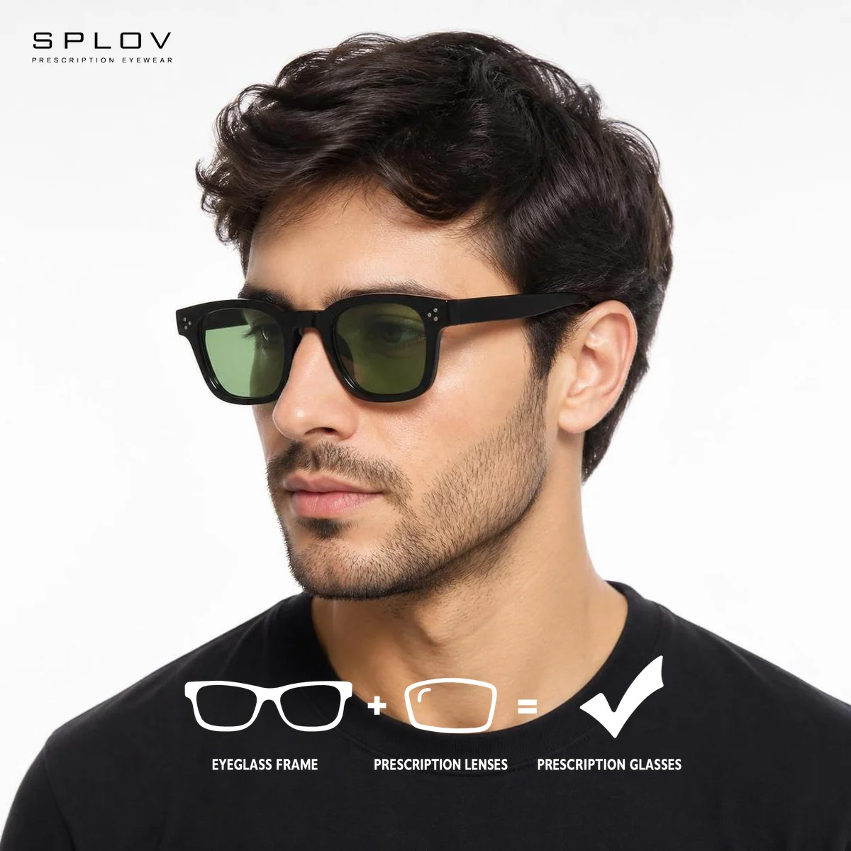 SPLOV Retro Square Prescription Women's Sunglasses UV400 Professional Customized Anti Blue Light Photochromic Polarized Glasses