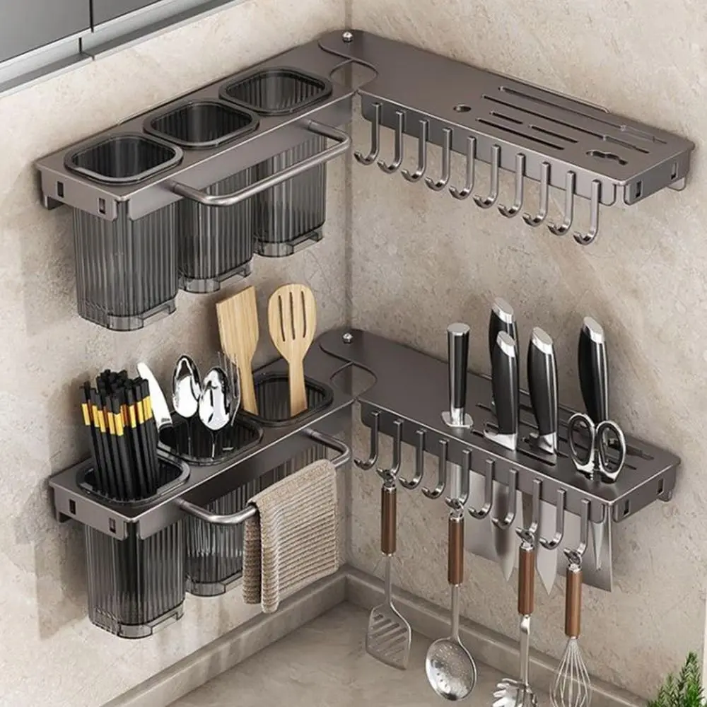 

Wall Mounted Kitchen Storage Rack 90 Degree Rotation Large Capacity Chopsticks Cage Moisture Resistant Space Saving