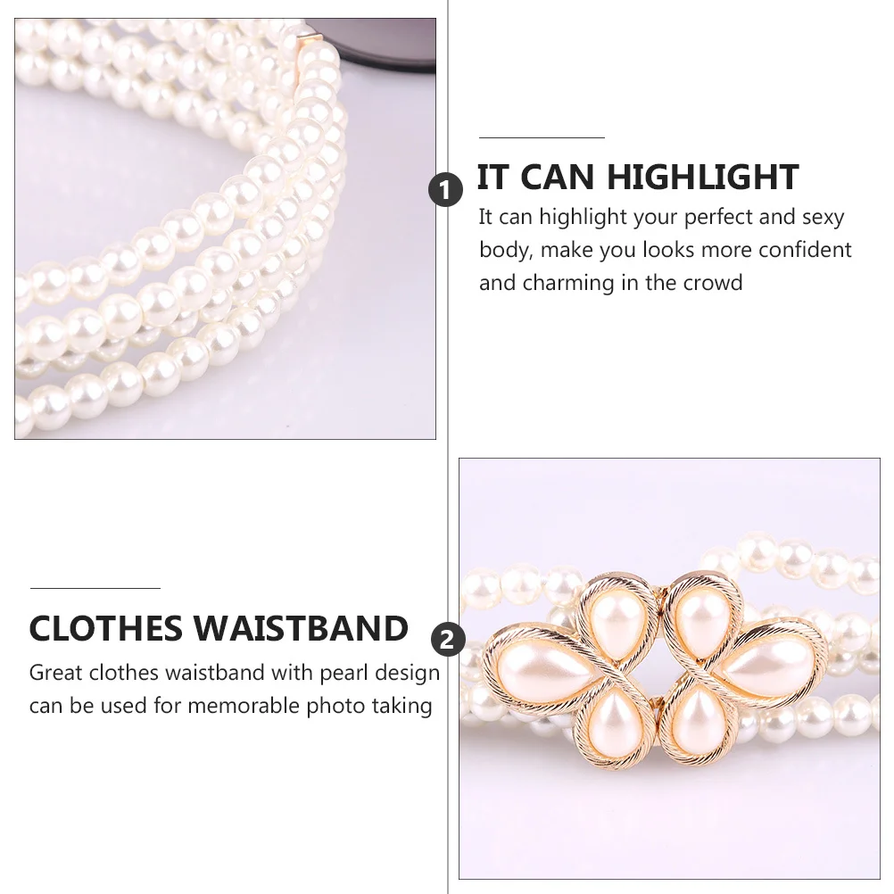 

1Pcs Versatile Dresses Waist Belt Featuring Pearl Flower Design Chic Costume Accessory for Women Streetwear Formal Wear