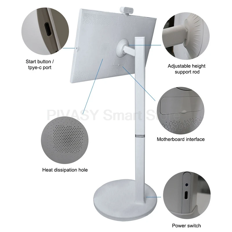 Mobile 32 Inch Battery Android Smart TV Listen Freely Rotatable Touch Screen Movable Portable outbuilt 12MP Camera Tablet Live