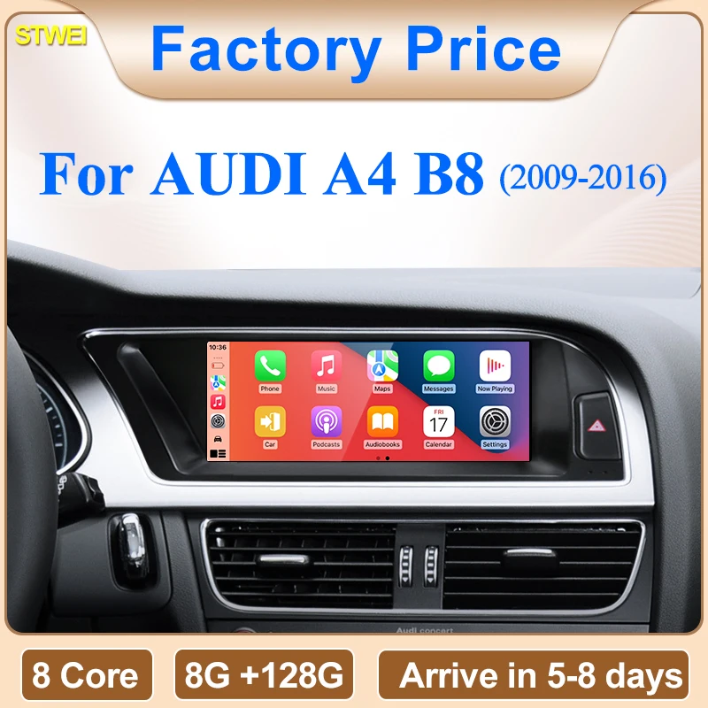 Factory Price 8.8inch HD 8 Core Android13 Wireless Carplay Auto For AUDI A4 S4 B8 Car Intellgent System Central Multimedia