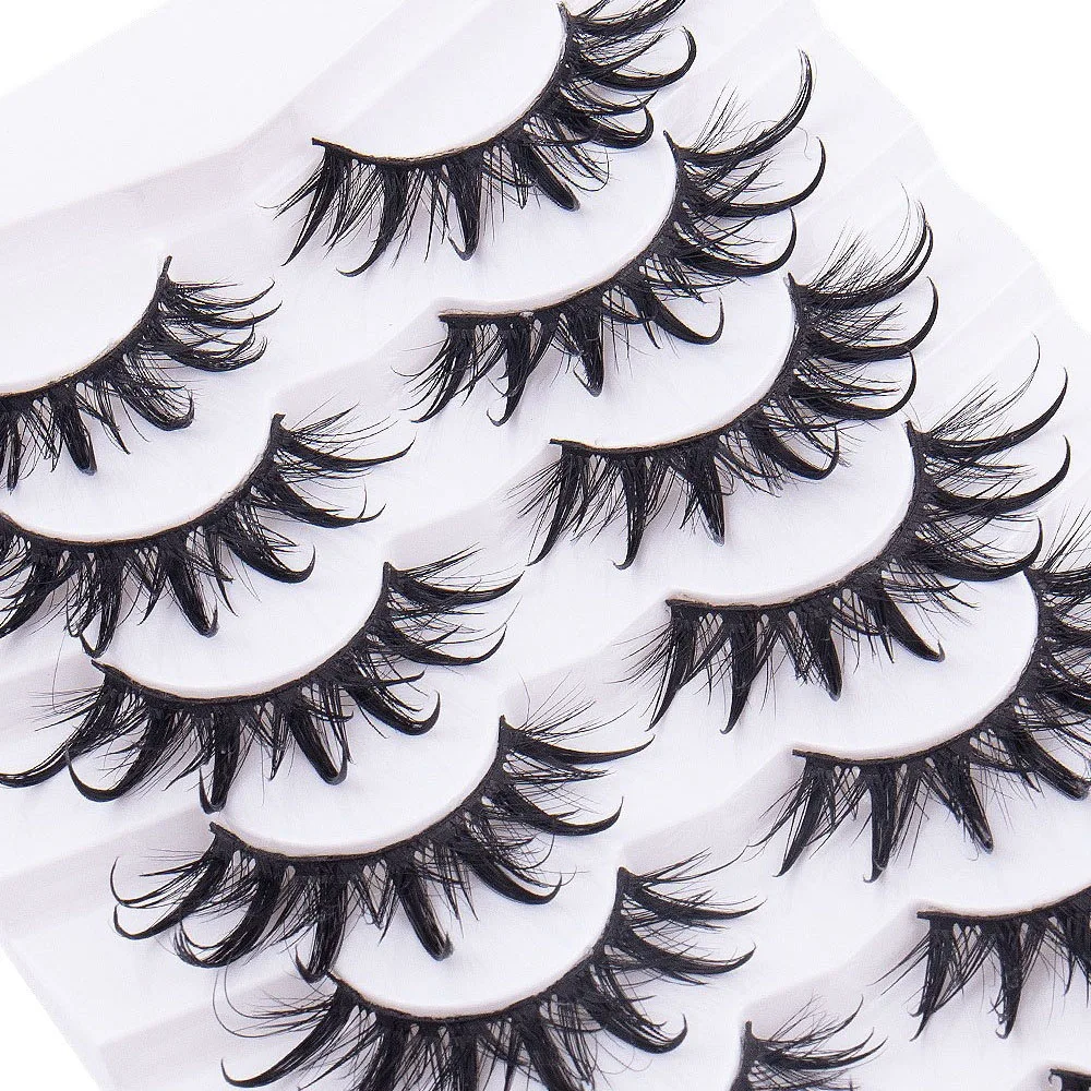 7 Pairs 3D Fluffy Wet Eye Eyelashes Set Messy Comic Eye Eyelash Extension Natural Long Thick Black Band Reusable Handmade Makeup