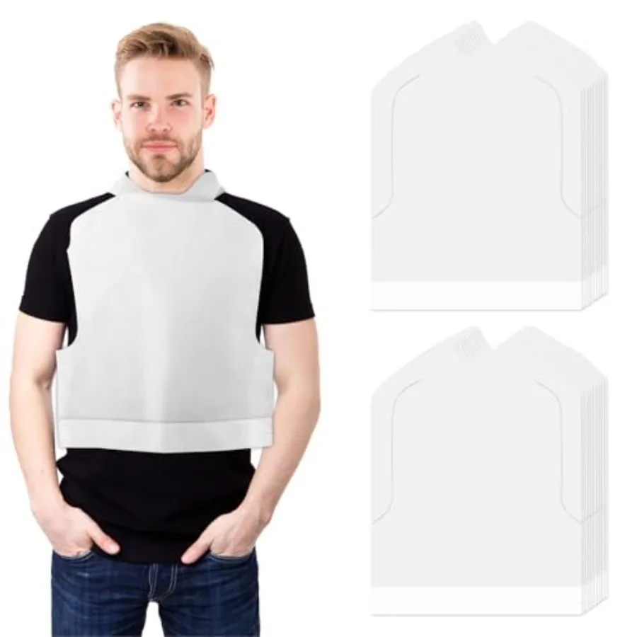 

Disposable Bibs, Adult Bibs for Women Men Waterproof and Oil-Proof, Plastic Bib for Elderly Clothing Protector