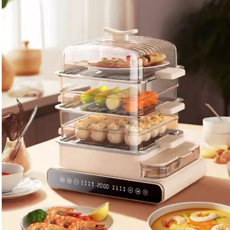 24L Electric Steamer Multifunctional Household Three-layer Egg Steaming Integrated Large Capacity Steamer with Externa