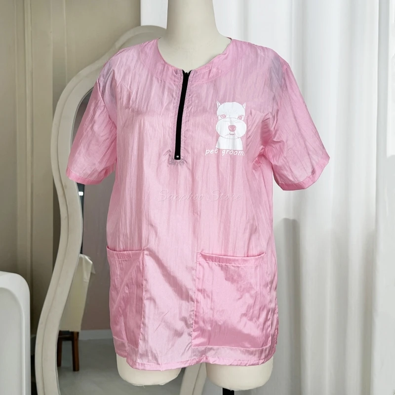 

Pet Grooming Work Clothes M/L/XL/2XL/3XL Pink Hair Stylist Smock Breathable Haircut Cape Cat Dog Anti Static No Stick Hair Apron