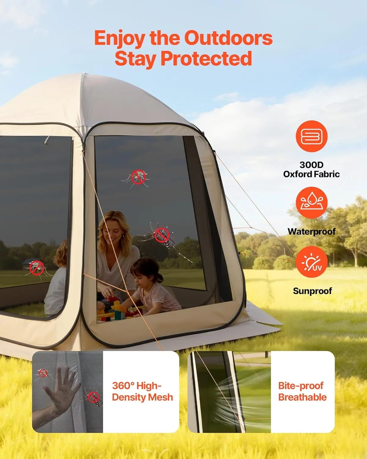 OEM Instant Pop-Up Family Tent-1-Second Setup Automatic Camping Tent All-Season Waterproof UV-Resistant Fabric For Easy Outdoor
