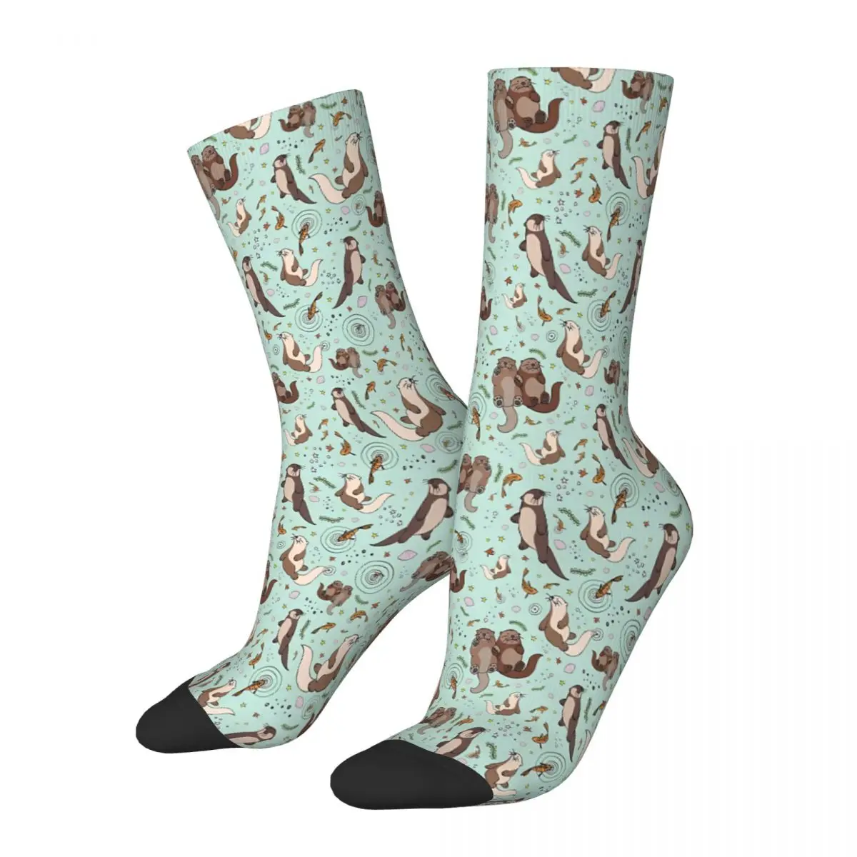 Calcetines con estampado de nutrias marinas para hombre y mujer, medias de verano, color verde claro