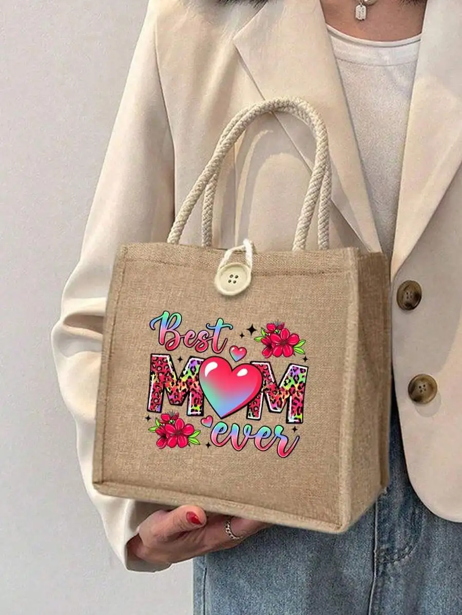 Best Mom' Letter Print Tote Bag - Perfect Gift For Mother's Day, Thanksgiving, Women's Day And Goddess Festival. Suitable For