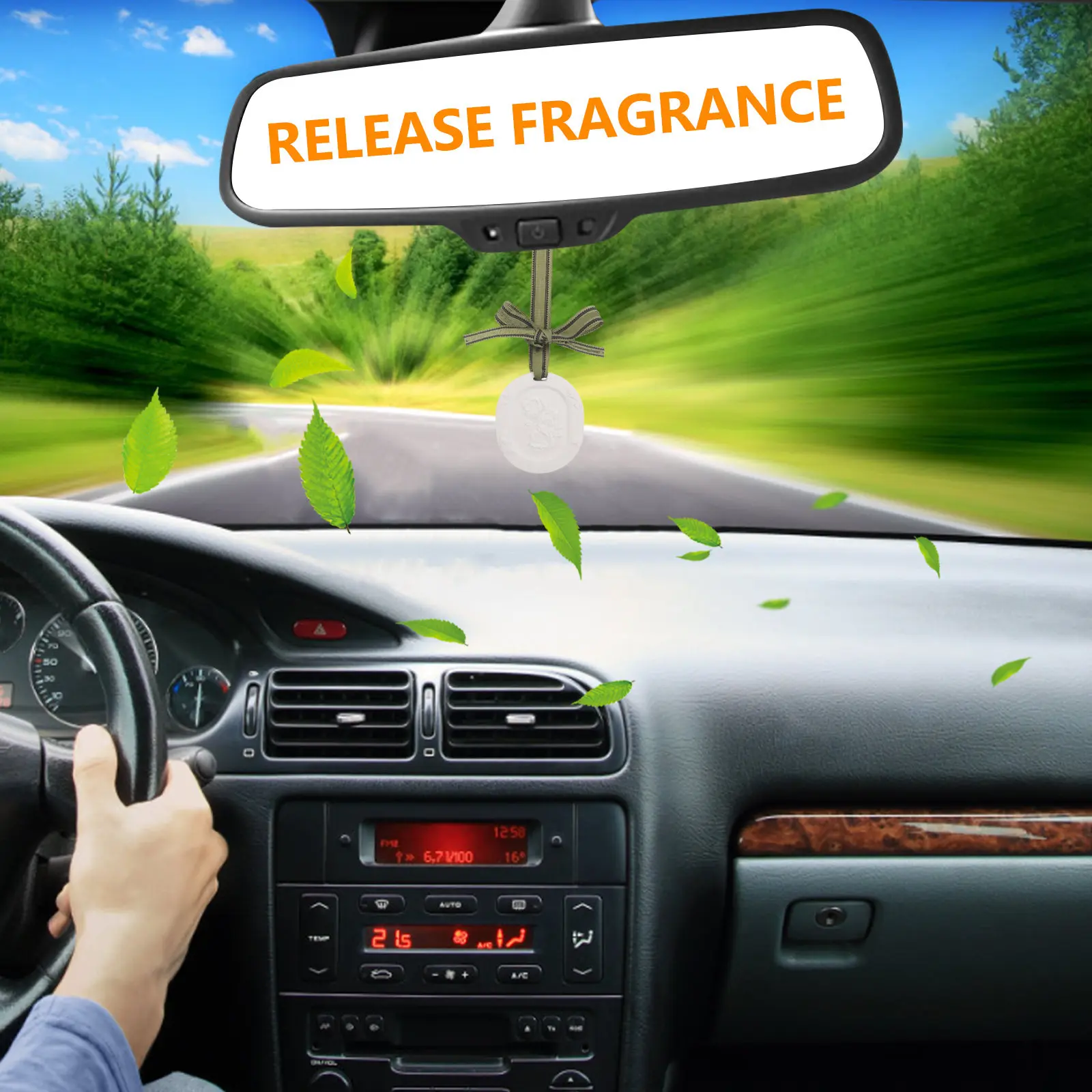 10Pcs Car Essential Oil Diffuser Plaster Clay Discs Hanging Ribbon Passive Aroma Diffuser Auto Wardrobe Air Freshener view 2