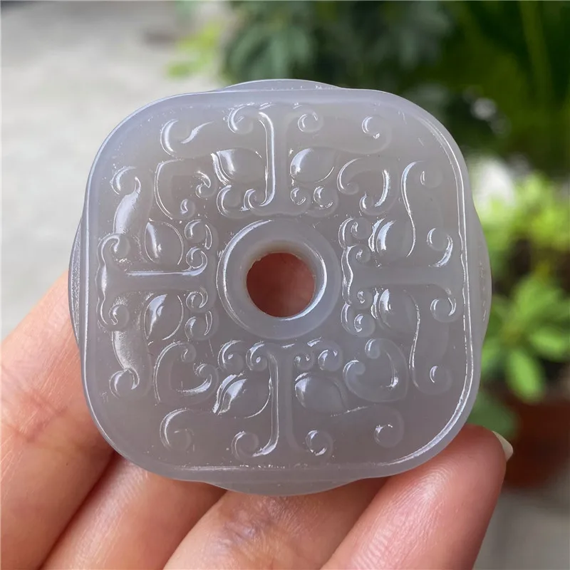 Natural Qinghai Smoky Purple Antique Pixiu Pendant Hetian Jade Double- Four-Sided Peace