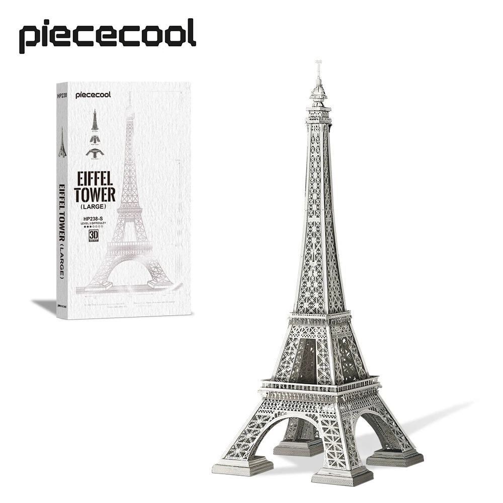 Piececool 3D Puzzles for Adult Eiffel Tower Model Building Kits Assembly Metal Puzzles Building Blocks for Home Decor Best Gifts