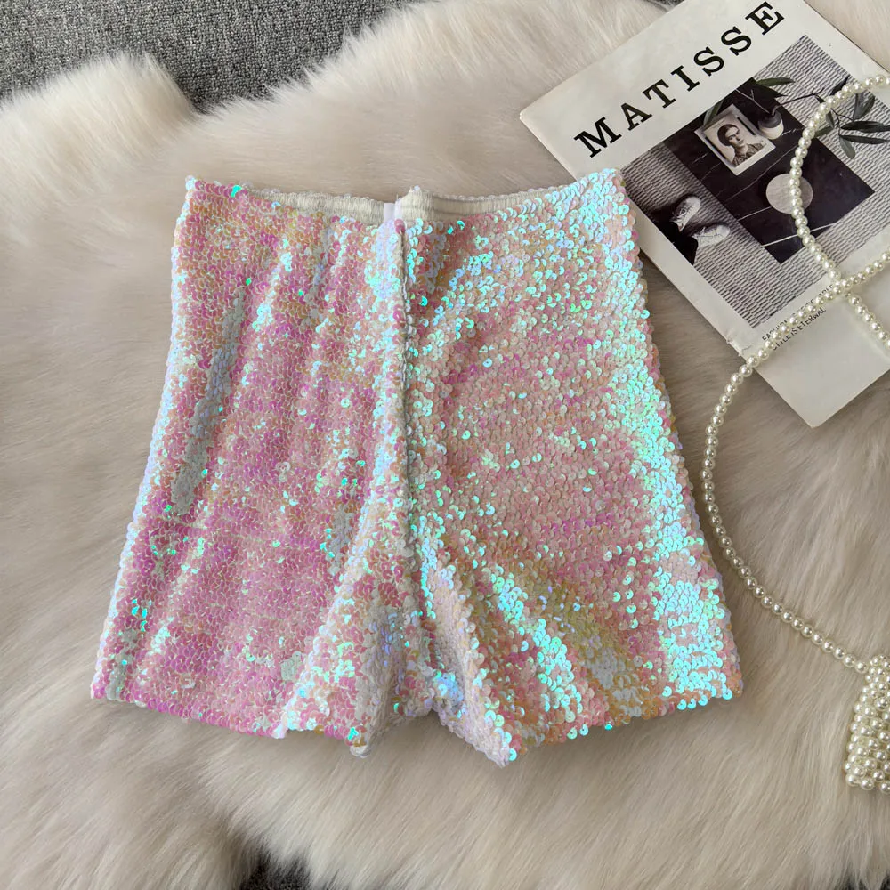 Shinny Sequins Short Pants Women Hot Summer High Waisted Female Booty Shorts Sexy Girl Streetwear Y2k Short Pants Dropshipping