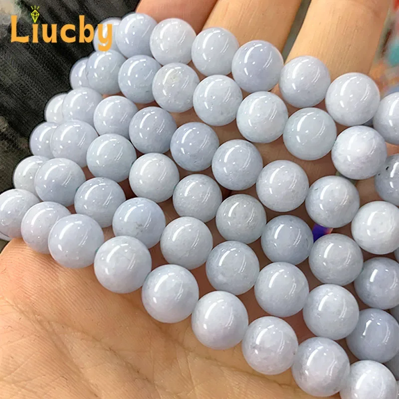 Natural Light Blue jade Stone Handmade Round Beads For Jewelry Making DIY decoration Bracelets Necklace 15\