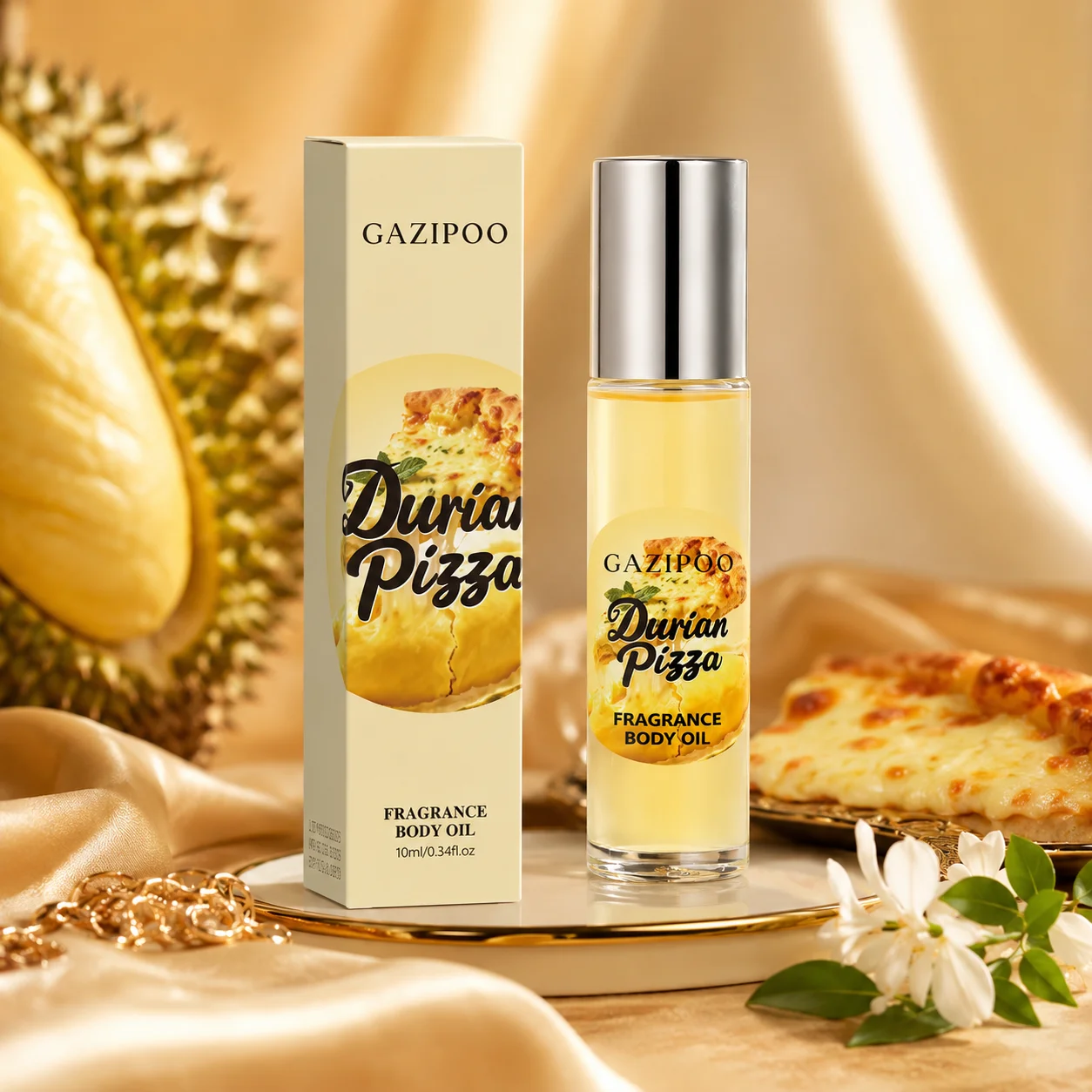 10ml Durian Pizza Fragrance Body Oil - Rich Gourmand Subtle Perfume Oil, Original Eau de Toilette Traveling or Dating Bathroom