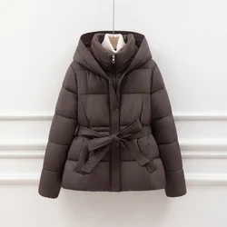 2024 New Korean Snow Wear Winter Women Puffer Jacket Solid Hooded Long Parkas Thicken Warm Clothes Female Padded Coats