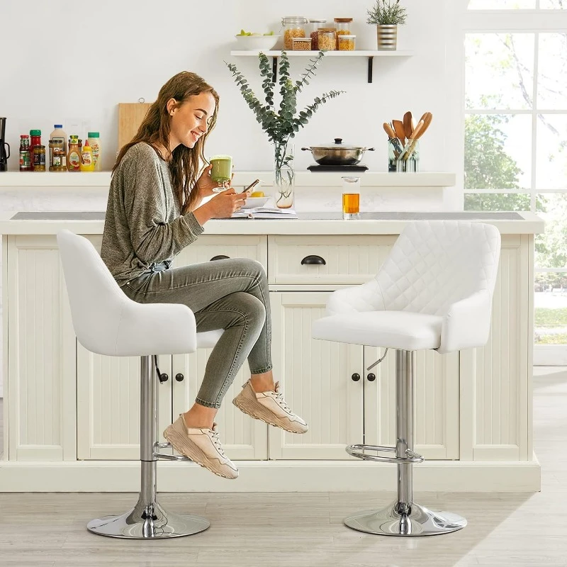 Bar Stools Set of 4, Adjustable Bar Stools with Back, Bar Height Stools for Kitchen Counter