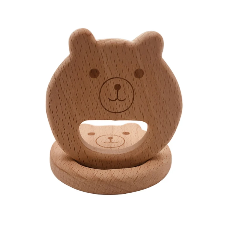 ABCPICK Organic Beech Eco-Friendly Wooden Bear Wood Personalized Pendent DIY Pacifier Chain Jewelry Making Handmade Accessories
