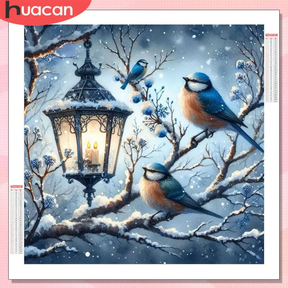 HUACAN Diamant-Gemälde, Vogel, Tier, voller runder Bohrer, Dekoration für Zuhause, Diamant-Stickerei, Verkauf, Winter