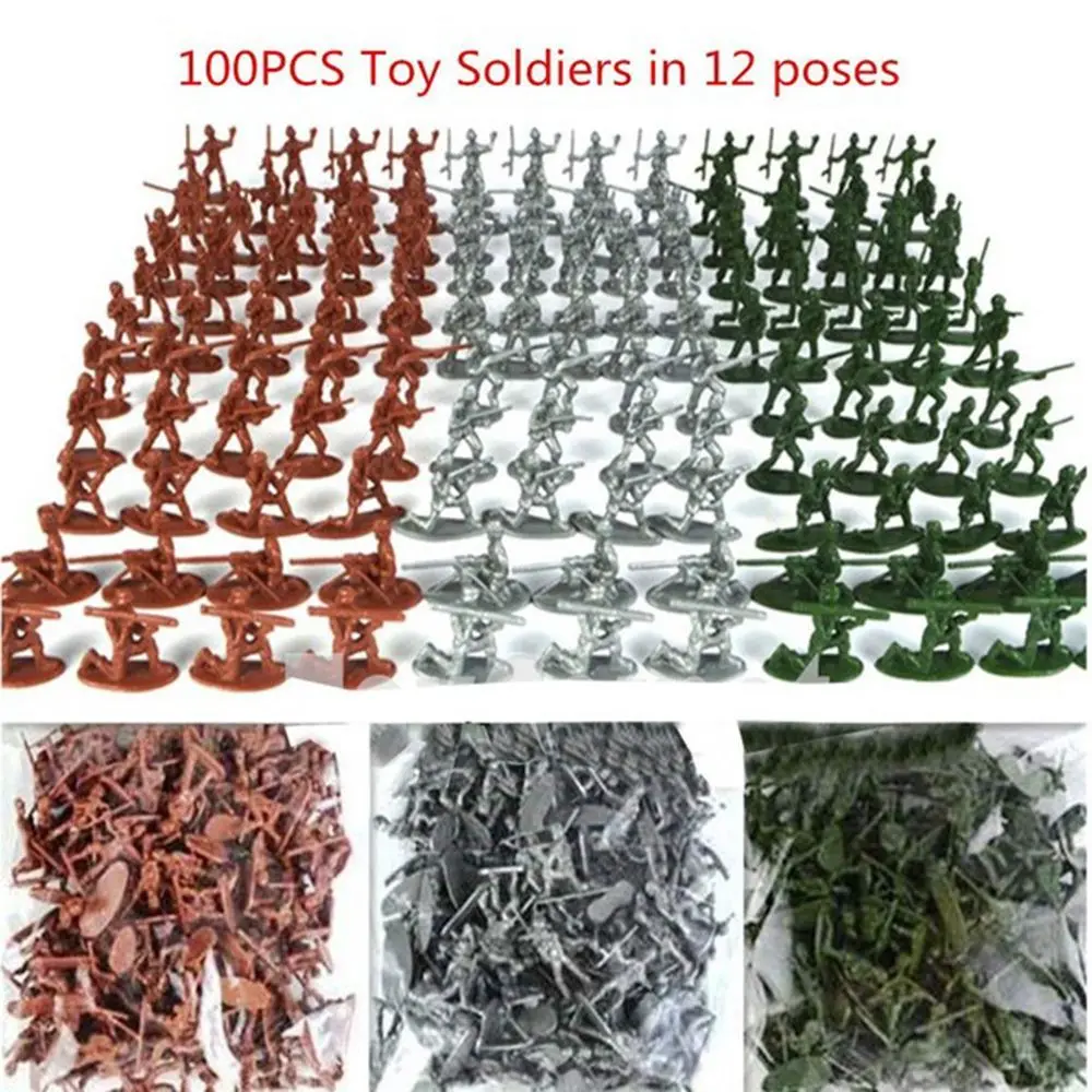 Toy Model Action Figure Plastic Soldiers Model Men Figures 12 Poses Soldiers Aircraft Tanks Turret Children Boy Gift