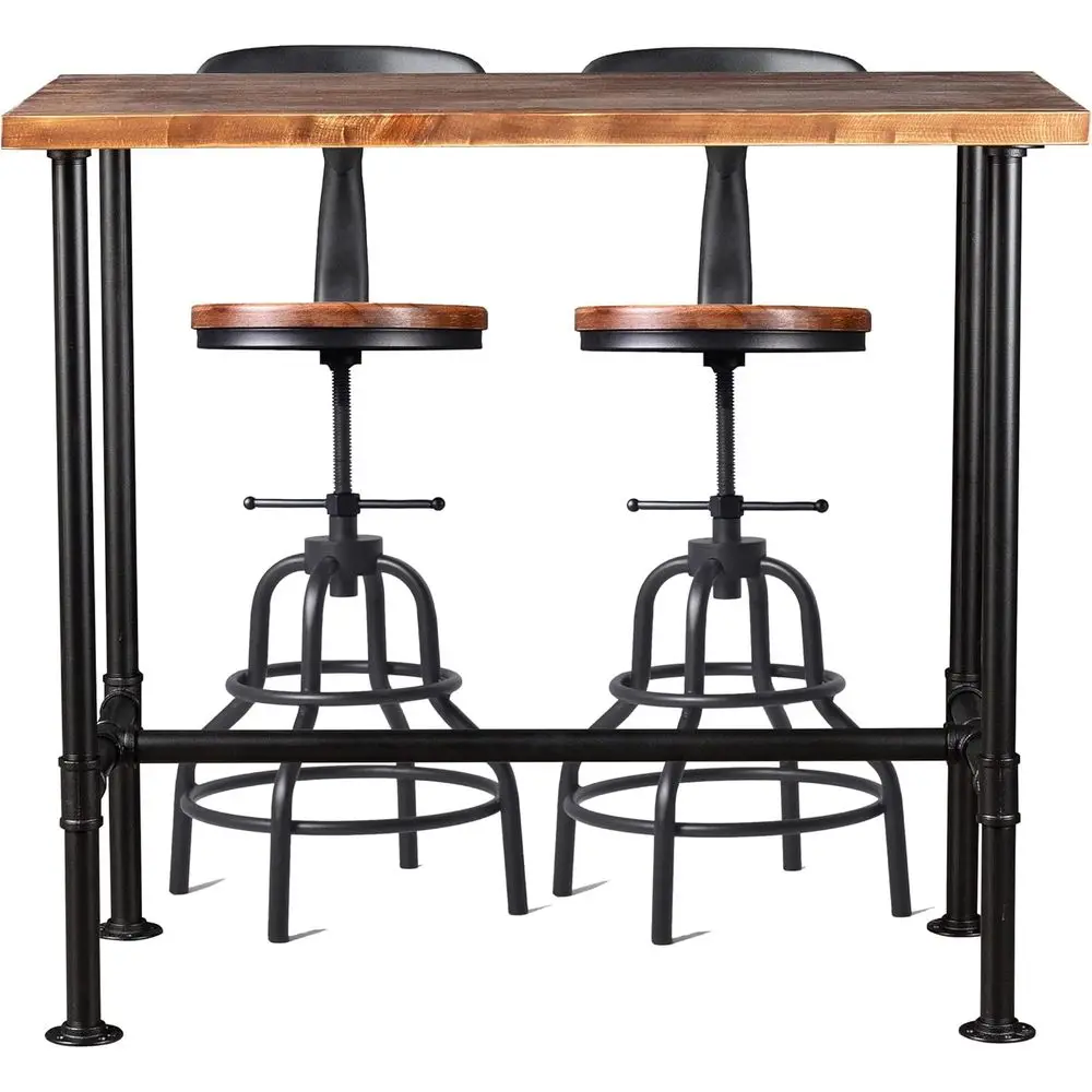 

Обеденный набор из 3 предметов: прямоугольный стол и 2 вращающиеся барные стулья с регулируемой высотой