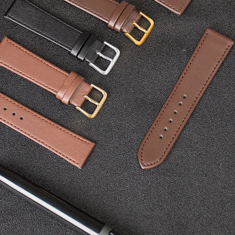 Black Brown Watch Strap with PU Leather Strap 12mm 14mm 16mm 18mm 20mm 22mm Suitable for Both Men and Women