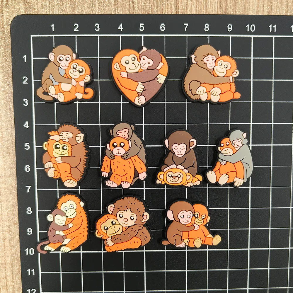 10Pcs/Set monkey Shoe Charms DIY Shoe Buckle Accessories PVC Shoe Decorations Christmas Gifts